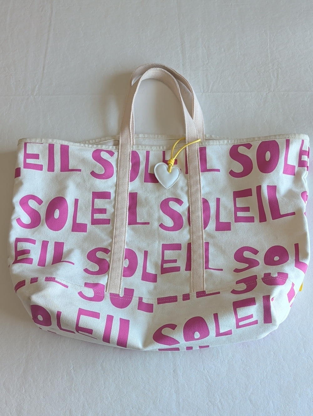 Kerri Rosenthal Soleil Oversized Canvas Beach Tote in Pink and Cream